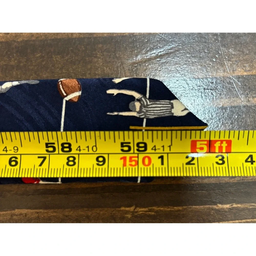 Handmade Silk Football Field Novelty Tie Navy Blue Sports Gridiron Players